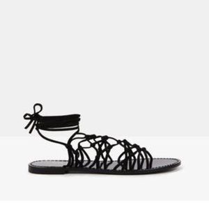 The Mode Collective Womens Black Suede Sandal